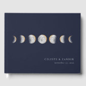 vergulde maan fasen moderne bruiloft gastenboek (Voorkant)