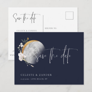 Vergulde Maan Wildflower Bruiloft Save the Date Aankondigingskaart
