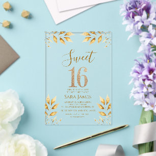 Vergulde Majesteit Sweet 16 Acryl Uitnodiging