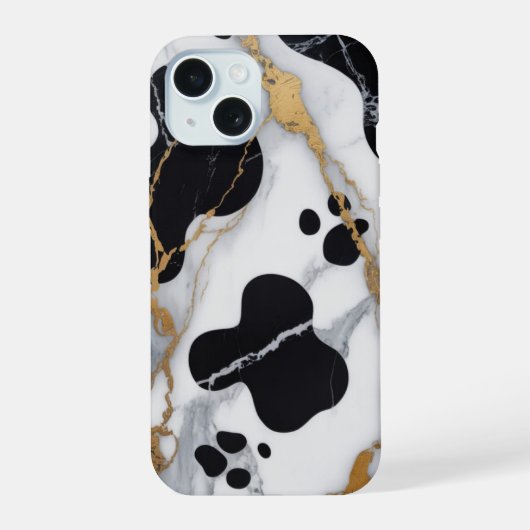 Vergulde Marmeren Koe iPhone 15 Case (Achterkant)