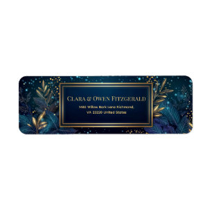Vergulde Middernacht Navy Botanische Retouradres Etiket