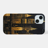 Vergulde Middernacht Skyline iPhone 15 Case (Achterkant horizontaal)