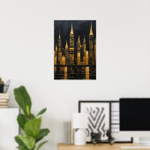 Vergulde Middernachtelijke Silhouet Poster (Thuiskantoor)