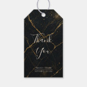 Vergulde Midnight Marble Black & Gold Wedding Cadeaulabel (Voorkant)