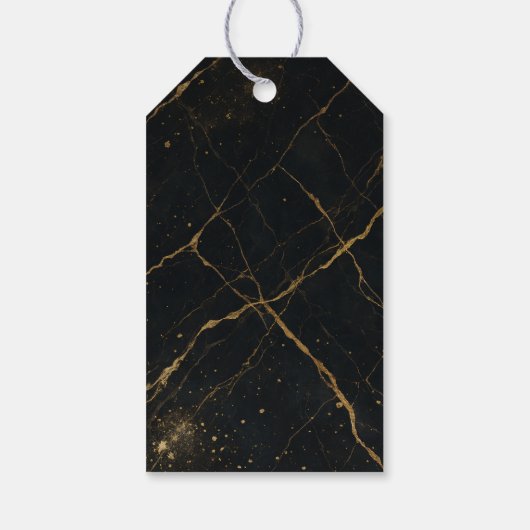 Vergulde Midnight Marble Black & Gold Wedding Cadeaulabel (Achterkant)