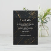 Vergulde Midnight Marble Black & Gold Wedding Kaart (Staand voorkant)