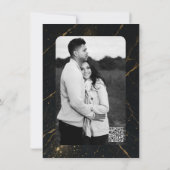 Vergulde Midnight Marble Black & Gold Wedding Kaart (Achterkant)