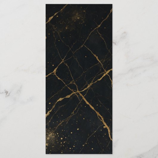 Vergulde Midnight Marble Black & Gold Wedding Menu (Achterkant)
