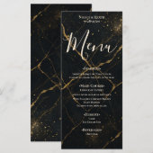 Vergulde Midnight Marble Black & Gold Wedding Menu (Voorkant / Achterkant)