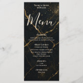 Vergulde Midnight Marble Black & Gold Wedding Menu (Voorkant)