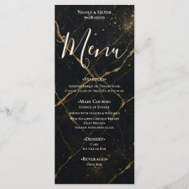 Vergulde Midnight Marble Black & Gold Wedding Menu