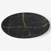 Vergulde Midnight Marble Black & Gold Wedding Papieren Bordje (Gekanteld)