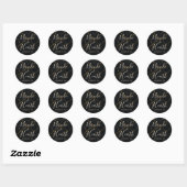 Vergulde Midnight Marble Black & Gold Wedding Ronde Sticker (Vel)