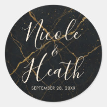 Vergulde Midnight Marble Black & Gold Wedding