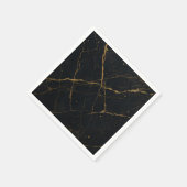 Vergulde Midnight Marble Black & Gold Wedding Servet (Hoek)