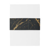 Vergulde Midnight Marble Black & Gold Wedding Uitnodigingen Wikkel (Achterkant Voorbeeld)