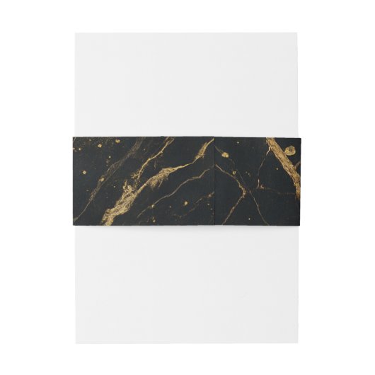 Vergulde Midnight Marble Black & Gold Wedding Uitnodigingen Wikkel (Achterkant Voorbeeld)
