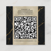 Vergulde Midnight Marble Black & Gold Wedding Vierkante Visitekaartje (Achterkant)