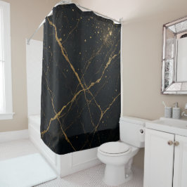 Vergulde Midnight Marble Zwart & Goud Douchegordijn