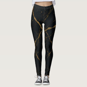 Vergulde Midnight Marble Zwart & Goud Leggings