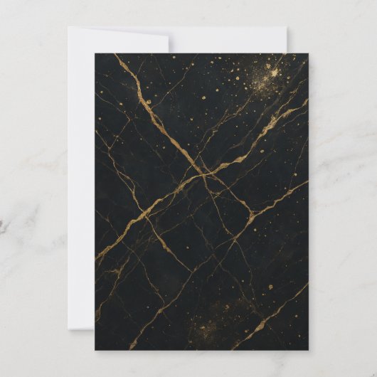 Vergulde Midnight Marble Zwart & Goud Trouwtafel Kaart (Achterkant)