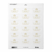 Vergulde Monogram Bruiloft Retouradres Etiket (Full Sheet)