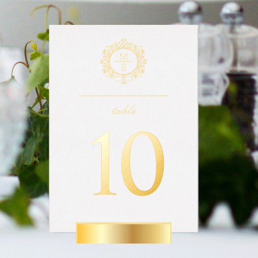 Vergulde Monogram Bruiloft Tafelnummers
