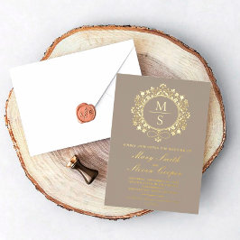 Vergulde Monogram bruiloft uitnodigingen