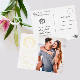 vergulde monogram foto bewaar de datum Briefkaarte Folie Uitnodiging Briefkaart