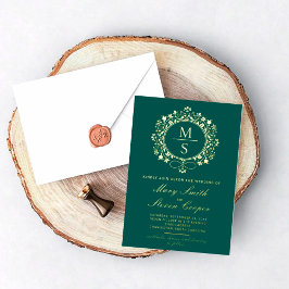 Vergulde Monogram Huwelijksuitnodigingen Folie Uitnodiging