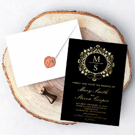 Vergulde Monogram Trouwuitnodigingen Folie Uitnodiging