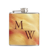 Vergulde Monogram van Zonsondergang Heupfles (Voorkant)