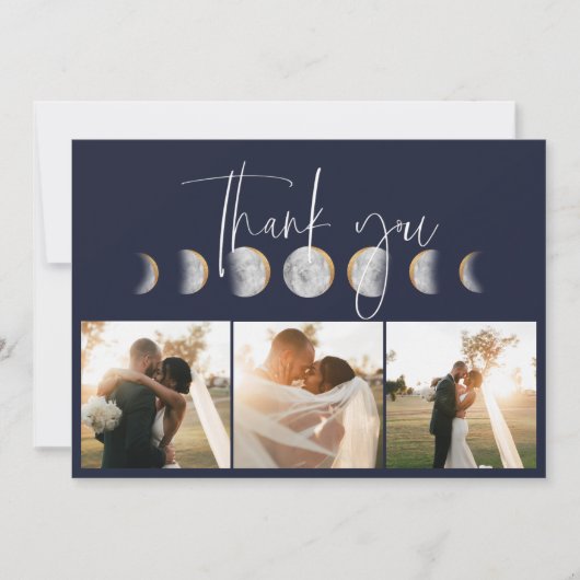 Vergulde Moon Phase bruiloft foto dank u kaart (Voorkant)