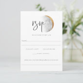 Vergulde Moon Wedding RSVP Allergie Note Kaart (Staand voorkant)