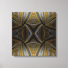 Vergulde Mozaïek Luxe – Zwarte & Gouden Tegel Meta Canvas Afdruk