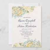 Vergulde Navy Blue en Cream Foliage Kaart (Voorkant)