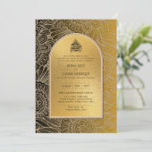 vergulde Nikah bruiloft uitnodiging chic islamitis (Staand voorkant)