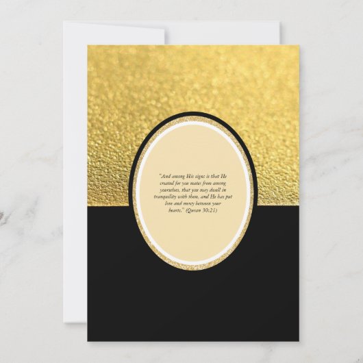 vergulde Nikah bruiloft uitnodiging chic islamitis (Achterkant)