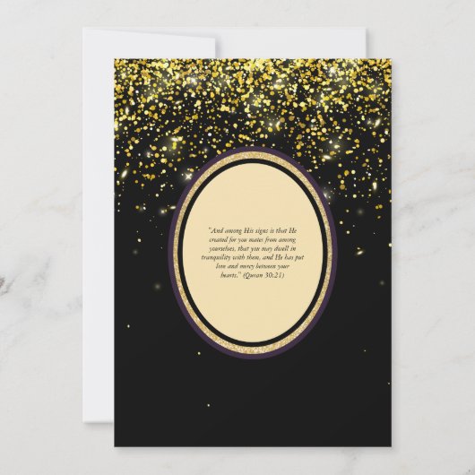 vergulde Nikah bruiloft uitnodiging chic islamitis (Achterkant)