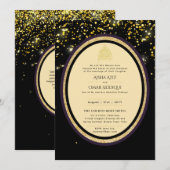 vergulde Nikah bruiloft uitnodiging chic islamitis (Voorkant / Achterkant)