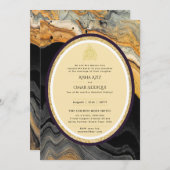 vergulde Nikah bruiloft uitnodiging chic islamitis (Voorkant / Achterkant)