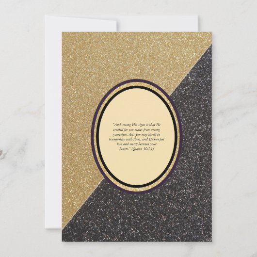 vergulde Nikah bruiloft uitnodiging chic islamitis (Achterkant)