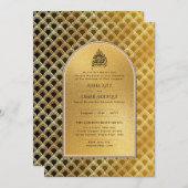 vergulde Nikah bruiloft uitnodiging chic islamitis (Voorkant / Achterkant)