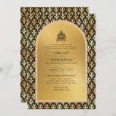 vergulde Nikah bruiloft uitnodiging chic islamitis (Voorkant / Achterkant)