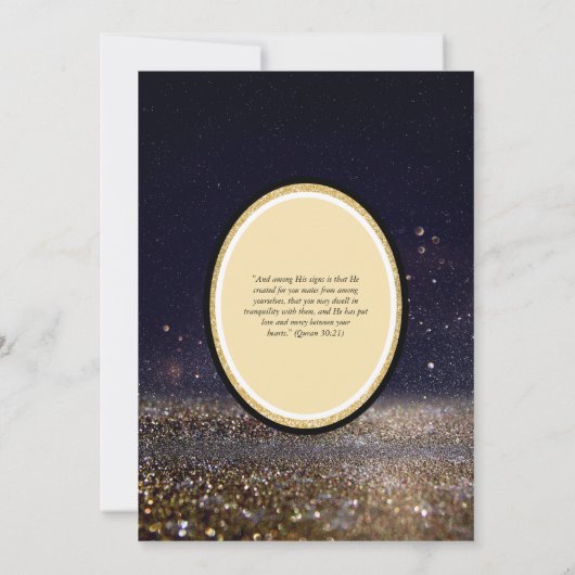 vergulde Nikah bruiloft uitnodiging chic islamitis (Achterkant)