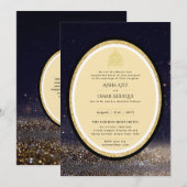 vergulde Nikah bruiloft uitnodiging chic islamitis (Voorkant / Achterkant)