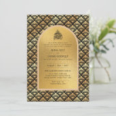 Vergulde Nikah Trouw Uitnodiging Chic Islamitisch  (Staand voorkant)