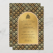 Vergulde Nikah Trouw Uitnodiging Chic Islamitisch  (Voorkant / Achterkant)