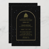 Vergulde Nikah Trouw Uitnodiging Chic Islamitisch  (Voorkant / Achterkant)