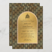 Vergulde Nikah Trouw Uitnodiging Chic Islamitisch  (Voorkant / Achterkant)